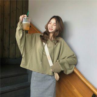 Dolman-sleeve Plain Hoodie