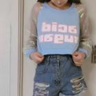 Lettering Raglan Sleeve Cropped Pullover