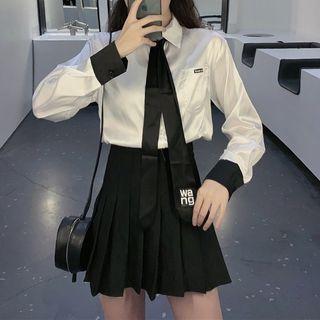 Shirt / Pleated Mini Skirt / Set