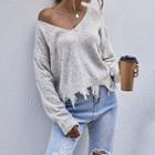 Melange Frayed Sweater