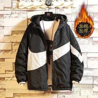 Color Block Fleece Zipped Hooded Jacket