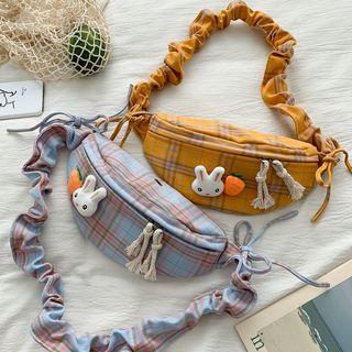 Plaid Rabbit Detail Sling Bag