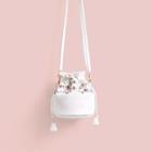 Flower Embroidered Bucket Bag White - One Size