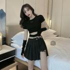 Short-sleeve Crop Top / Mini Skort / Arm Warmers