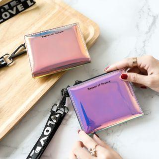 Lettering Holographic Short Wallet