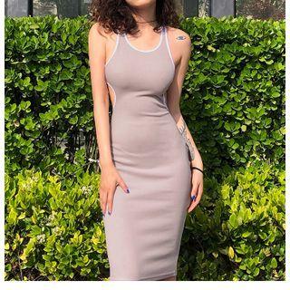 Cut-out Contrast Trim Sheath Tank Dress