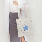 Star Print Canvas Tote Bag Off-white - One Size