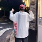 Mock Two Piece Long-sleeve Letter Printed T-shirt