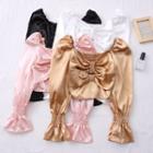 Wide-neck Ribbon Satin Crop Top