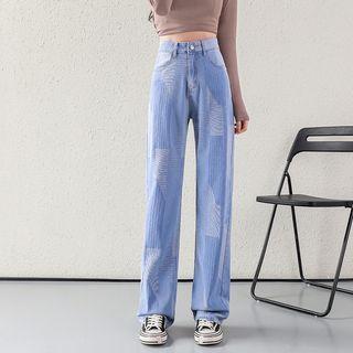 High Waist Printed Wide Leg Jeans
