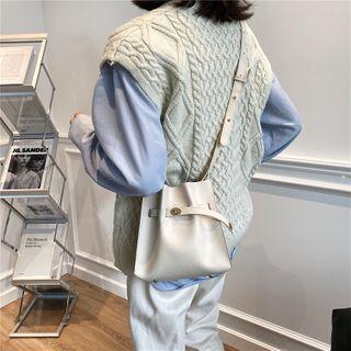 Shirred Buckled Bucket Bag