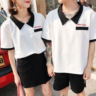 Printed Collared Short Sleeve T-shirt
