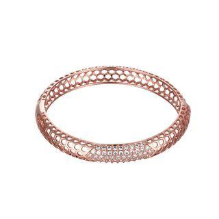 Fashion Elegant Plated Rose Gold Geometric Hollow Cubic Zirconia Bangle Rose Gold - One Size