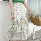 Floral Fish Tail Midi Skirt