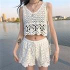 Cutout Crop Tank Top / Shorts