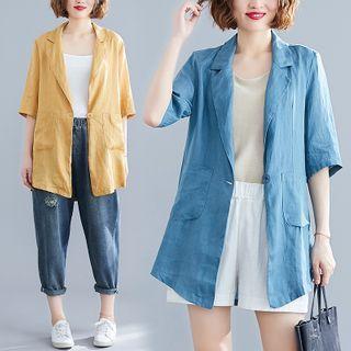 Elbow-sleeve Single Breasted Blazer