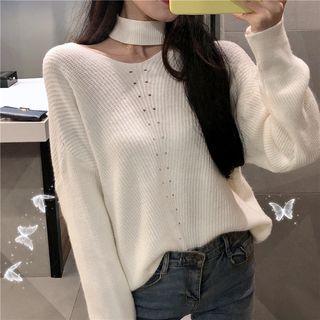 Cut-out Detail Oversize Knit Top
