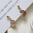 Non-matching Color Panel Moon Dangle Earring 1 Pair - Sun & Moon - Multicolor - One Size