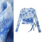 V-neck Tie-dye Wrapped Long-sleeve Top