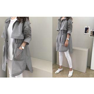Drawstring-waist Flap-front Safari Jacket