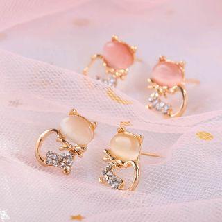 Rhinestone Accent Cat Earrings