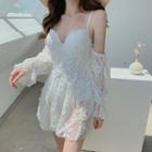 Lace Swimdress With Detachable Sleeves