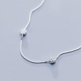 925 Sterling Silver Rose Necklace Silver - One Size