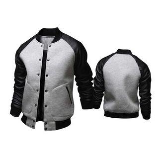 Two-tone Buttoned Baseball Jacket