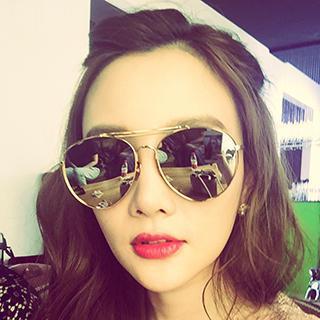 Double Bridge Mirrored Sunglasses