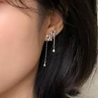 Rhinestone Floral Teardrop Pendant Earring Silver - One Size