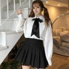 Bow Shirt / A-line Skirt / Bow / Set