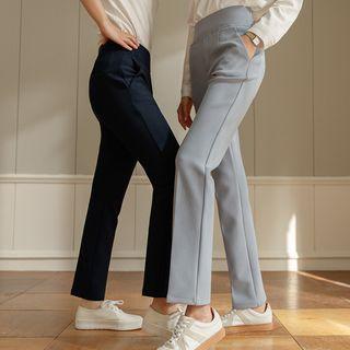 Wide-banded Straight-leg Pants In 2 Lengths