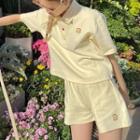 Set: Short-sleeve Polo Shirt + Shorts Light Yellow - One Size