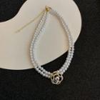 Floral Bead Necklace White - One Size