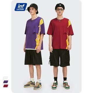Colorblock Loose-fit Pocket T-shirt