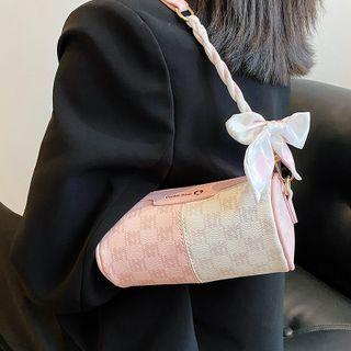 Color Panel Silk Scarf Crossbody Bag