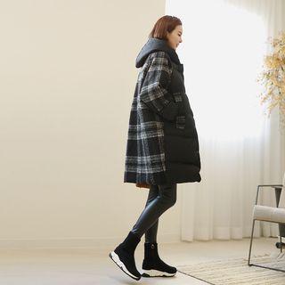 Check-panel Over-fit Puffer Coat