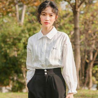 Lettering Patterned Blouse