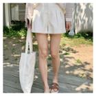 Pintuck-front Shorts Beige - One Size