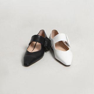 Pointy Buckled Mary Jane Flats