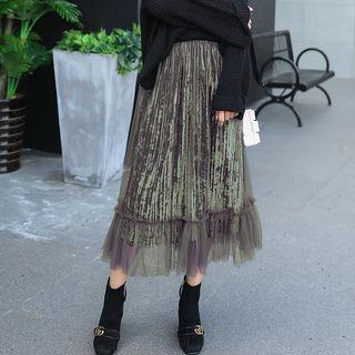 Velvet Midi Tulle Skirt