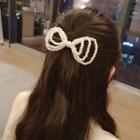Faux Pearl Bow Hair Clip E2488 - As Shown In Figure - One Size