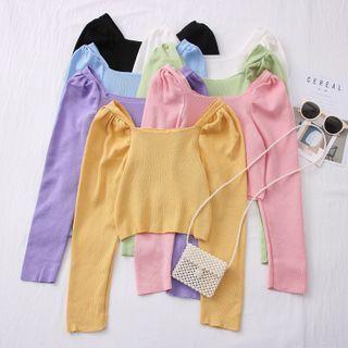 Wide-neck Crop Knit Top In 7 Colors