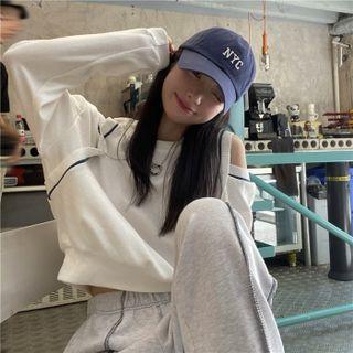 Cold Shoulder Sweatshirt White - One Size