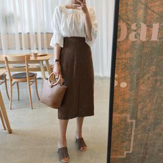Squared-neck Lace-trim Top