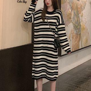 Striped Sweater Midi Skirt As Shown In Figure - One Size