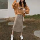 Set: Moon Print Sweatshirt + Midi A-line Skirt