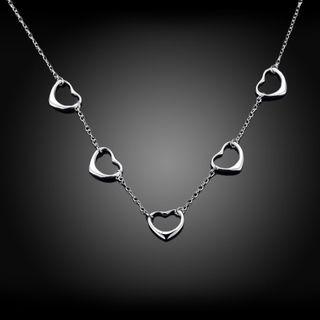 Simple Fashion Hollow Heart Necklace Silver - One Size
