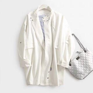 Zip Trench Jacket White - One Size