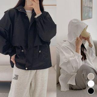Drawcord-waist Short Parka